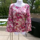 NWT LIZ CLAIBORNE PINK FLORAL PRINT BLOUSE M