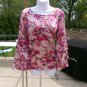 NWT LIZ CLAIBORNE PINK FLORAL PRINT BLOUSE M