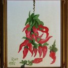 SOUTHWESTERN Red Chile GOLD FRAME Original Oil Painting