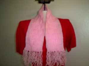 Hand Knitted Basket wave Pink  Scarf "PRICE REDUCTION"
