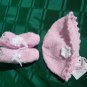 HAND KNITTED PINK HAT AND BOOTIES