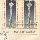 1962 Seattle Worlds Fair 4 cent Stamp FDI SC 1196 Horizontal Pair First Day Issue