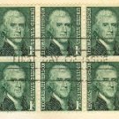 Thomas Jefferson 1 cent Stamp Block of 6 FDI SC1278 First Day Issue