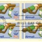 High Jumper 1980 Olympics 31 cent Stamp Block of 4 FDI SC C97 First Day Issue