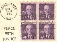 John Foster Dulles 4 cent Stamp Block of 4 FDI SC 1172 First Day Issue