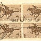Pony Express 4 cent Stamp Block of 4 FDI SC 1154 First Day Issue