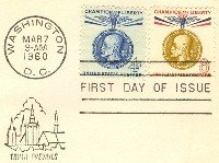 Gold Thomas G Maseryk 4 cent Blue 8 cent Stamp Champion of Liberty Issue FDI First Day Issue