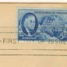 Roosevelt and Map Western Hemisphere 4 Freedoms 5 cent Stamp FDI SC 933 First Day of Issue