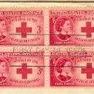 Clara Barton 3 cent Stamp Block of 4 FDI SC 967 First Day of Issue