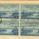 Century of Friendship 3 cent Stamp Block of 4 Canada United States FDI SC 961 First Day Issue