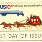 Stagecoach and Trailer Truck 10 cent Stamp Postal Bicentennial Issue FDI SC 1572 First Day Issue