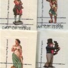 American Folk Art Issue Wood Carved Figures Stamp Set of 4 FDI  First Day Issue
