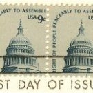 Capitol Dome 9 cent Stamp Horizontal Pair Americana Issue FDI SC 1591 First Day Issue