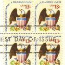 Eagle and Shield 13 cent Stamp Block of 4 Americana Issue FDI SC 1596 First Day Issue