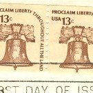Liberty Bell 13 cent Stamp Coil Pair Americana Issue FDI SC 1595 First Day Issue