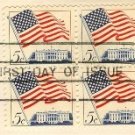 Flag Over the White House Stamp 5 cent FDI SC 1208 First Day Issue Block of 4 Flag Over Issue