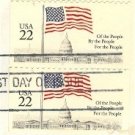 Flag Over the Capitol Building 22 cent Stamp Vertical Pair FDI SC 2U6 First Day Issue