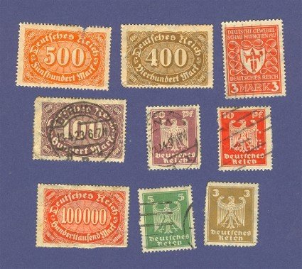 Germany 9 stamps from 1922 to 1924 Packet No 7607