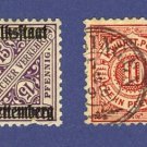 Wurttemberg  2 stamps from 1875 to 1918