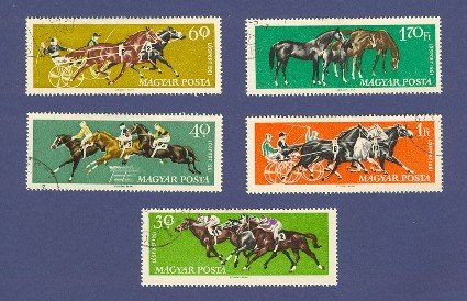 Horse Racing 5 Stamps from Hungary