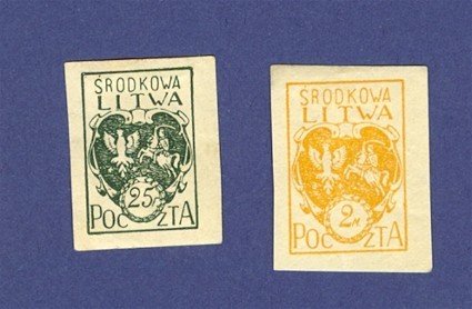 Central Lithuania 2 Stamps from 1920