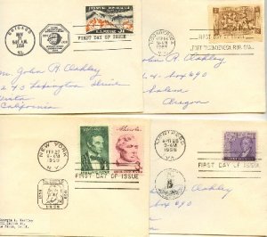 1950s 4 FDI Monroe Intl Geophysical Fort Ticonderoga Lincoln Sesquicentennial First Day Issue Packet