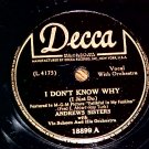 Andrews Sisters- I Don't Know Why/Azusa