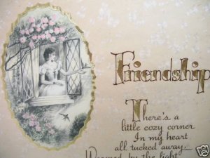 Buzza Company Friendship Framed Lithograph Lady Birds