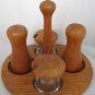 Jens Quistgaard Dansk Teak 5 pc Condiment Caddy -  Set Tray Jars Salt & Pepper Shakers
