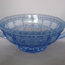 Imperial Glass Blue Opalescent Beaded Block Cream Soup Bowl - 2 Handled