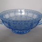 Imperial Glass Blue Opalescent Beaded Block Cream Soup Bowl - 2 Handled
