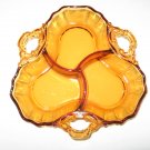 #3400/91 Cambridge Glass Amber 3-Part Divided Relish Dish  8"