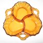 #3400/91 Cambridge Glass Amber 3-Part Divided Relish Dish  8"