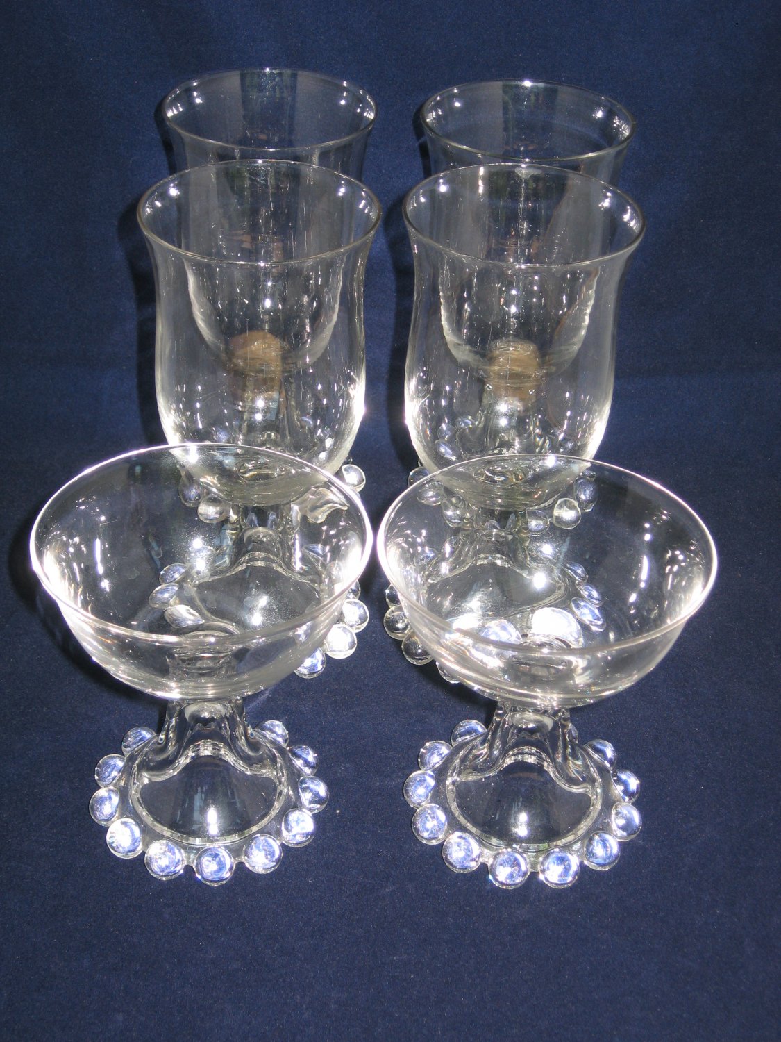 Candlewick Imperial Glass Hollow Stem Champagne Tall Sherbet Glasses