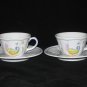 Set 2 Longchamp PEROUGES French Faience Bird Cups & Saucers