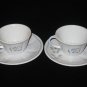 Set 2 Longchamp PEROUGES French Faience Bird Cups & Saucers