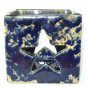 Bennington Potters VT Blue Agate STAR Candle Holder Signed DG David Gil #1844 - Vintage Spongeware