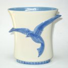 Vintage Abingdon Art Pottery Bluebird Blue & White Ovoid Pillow Vase