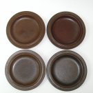 Arabia Finland RUSKA Ulla Procope Set of 4 Bread Dessert Plates - MCM Brown Stoneware Dishes