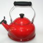 Le Creuset Red Ombre Enamel Teakettle 1.7 QT Whistling Tea Kettle Classic EUC