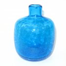 Blenko 6424 Turquoise Blue Crackle Glass Candle Holder Vase - Vintage Joel Myers 1960s