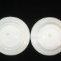 2 Smiley Happy Face White Milk Glass Mugs Vintage Glasbake ?  Red & Yellow