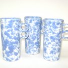 Bennington Potters David Gil Set 3 Tall Double Trigger Handle Mugs 1371 Morning Glory Blue