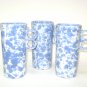 Bennington Potters David Gil Set 3 Tall Double Trigger Handle Mugs 1371 Morning Glory Blue