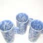 Bennington Potters David Gil Set 3 Tall Double Trigger Handle Mugs 1371 Morning Glory Blue