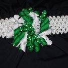Korker Headband-Green w/ White Polka dot