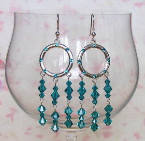 Crystal Hoops  Blue Zircon