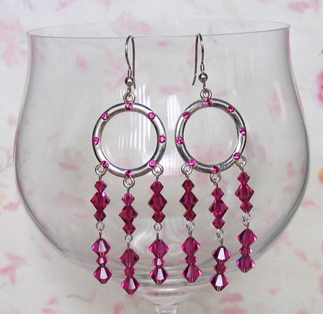 Crystal Hoops Fuchsia