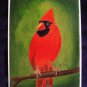 Summer Greetings from Mr Chip 5x7 Original Painting Drawing Cardinal Red Bird Art