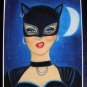 Modern Classic: Cat 9x12 Mixed Media Original Painting Drawing Fashion Illustration Portrait Art